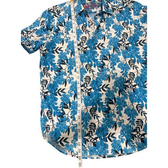 Robert Graham Mens Short Sleeve Shirt Connell Blue Black Hawaiian Cotton Size M - Picture 5 of 6